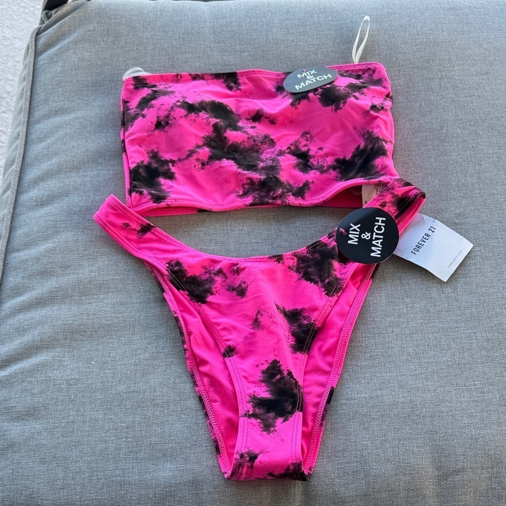 Forever 21 Pink and Black Bikini Bottom